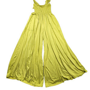 HYFVE Boho Festival 70s Music Travel Wide Leg Jumpsuit Women Med Green Tie Strap